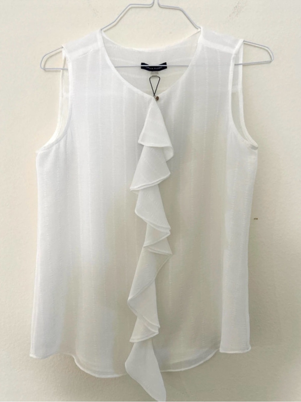 Tommy Hilfiger White Sleeveless Ruffle-Front Camisole
